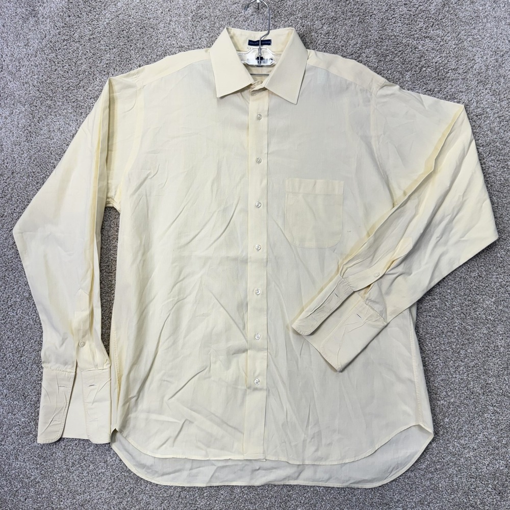 Burberry London Shirt Mens 16.5 36 Dress Yellow French Cuff Striped Cotton USA